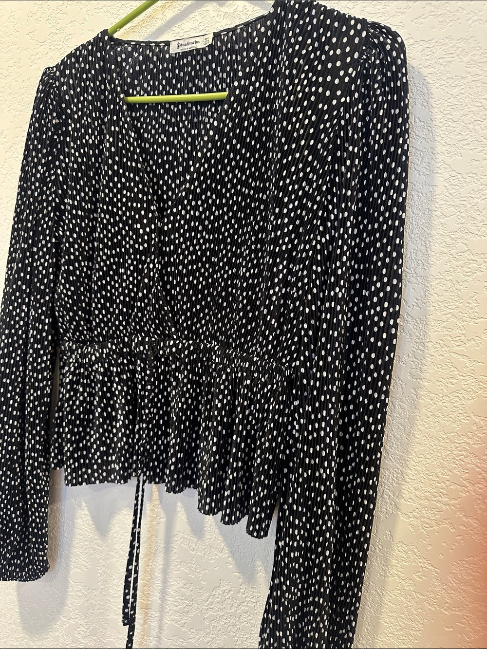 Stradivarius Black and White Polka Dot Pleated Skirt